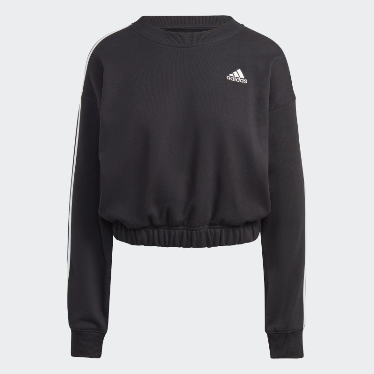 Sweatshirt Cropped Com As 3 Riscas Preta Essencial Adidas