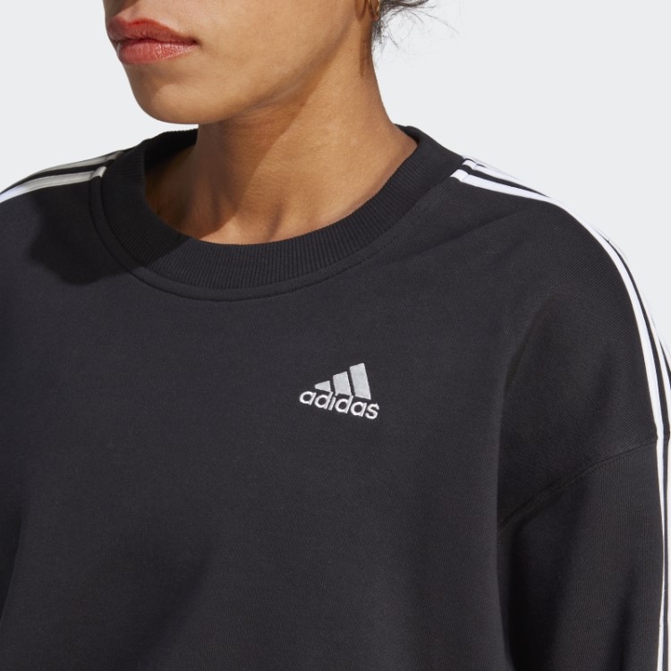 Sweatshirt Cropped Com As 3 Riscas Preta Essencial Adidas