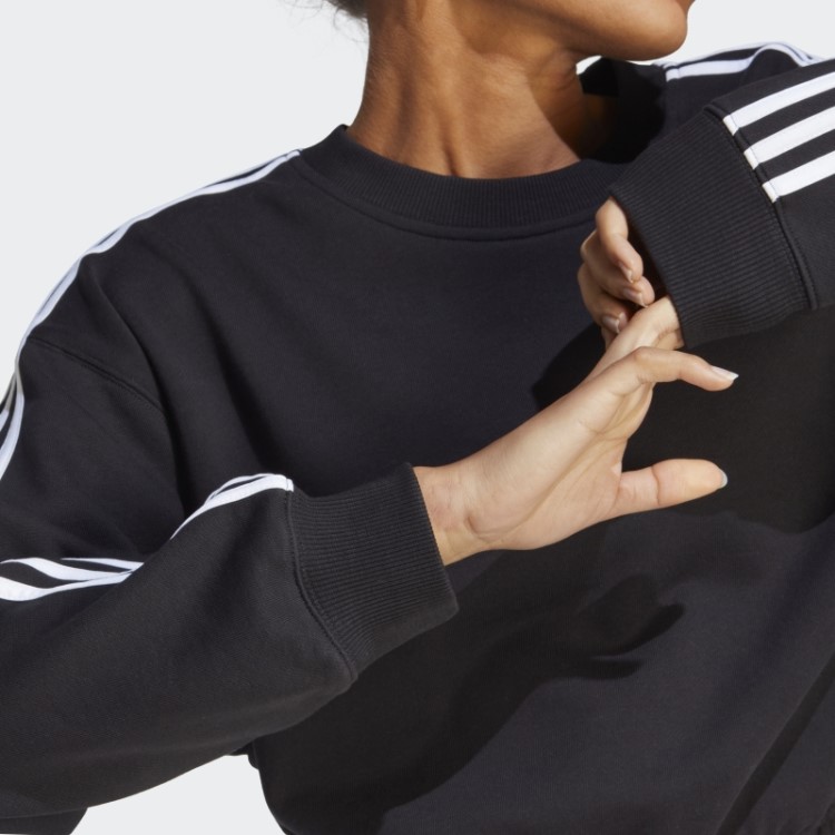 Sweatshirt Cropped Com As 3 Riscas Preta Essencial Adidas