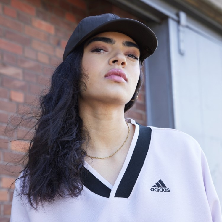 Adidas Moletom Rosa Com Decote Em Bico