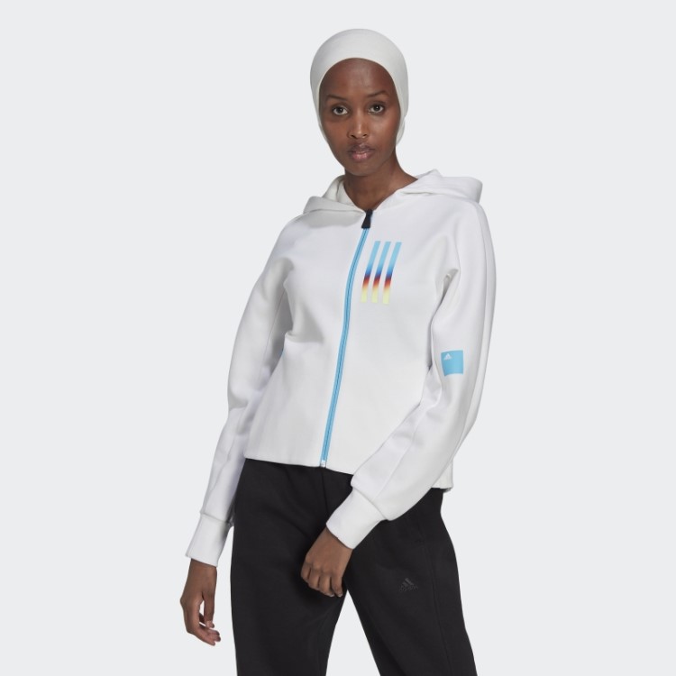 Moletom Branco Com Capuz E Zíper Missão Slim Fit Adidas