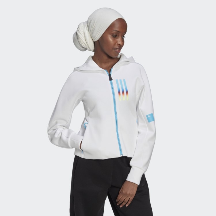 Moletom Branco Com Capuz E Zíper Missão Slim Fit Adidas