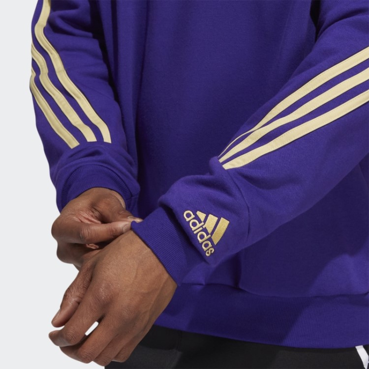 Moletom Roxo Universitário Com As Três Listras Da Adidas