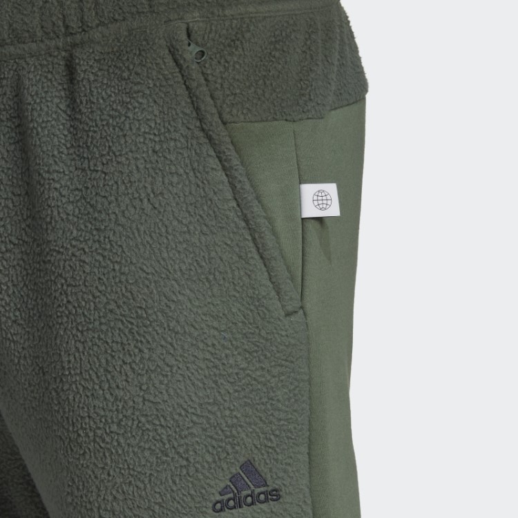 Calça De Lã Sherpa Colorblock Verde óxido Adidas