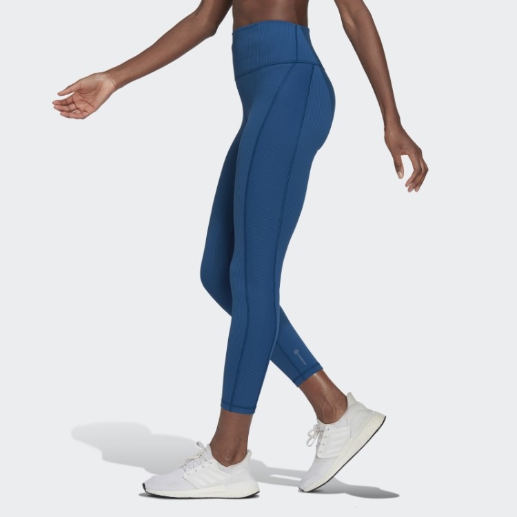 Leggings Caneladas De Cintura Super Alta De Luxo Para Estúdio De Ioga Marine Adidas