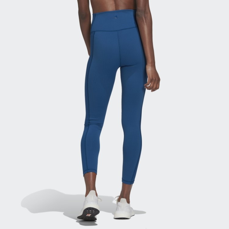 Leggings Caneladas De Cintura Super Alta De Luxo Para Estúdio De Ioga Marine Adidas