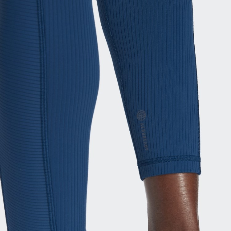 Leggings Caneladas De Cintura Super Alta De Luxo Para Estúdio De Ioga Marine Adidas