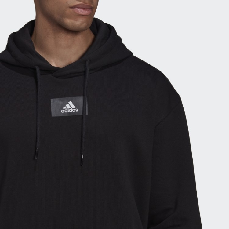 Essentials FeelVivid Moletom De Lã De Algodão Ombros Caídos Adidas Preto