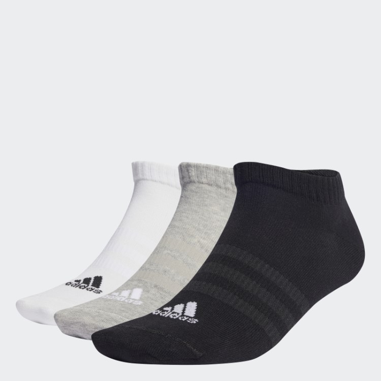 Meias Esportivas Finas E Leves Adidas De Corte Baixo 3 Pares Cinza Médio