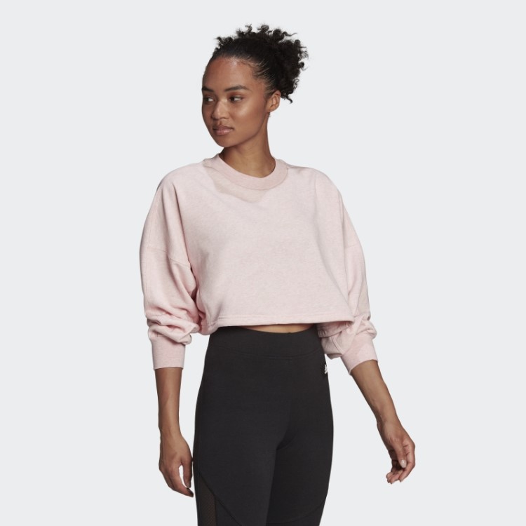 Adidas Sportswear Studio Lounge Verão Tripulação Moletom Moda Botânico Rosa Mel