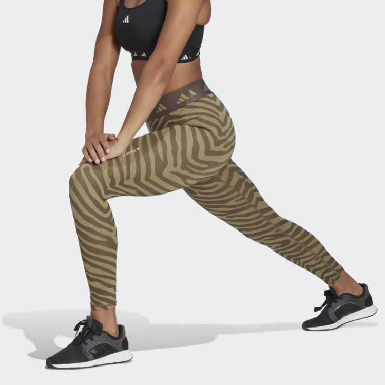 Legging Zebra 7/8 Cintura Alta Adidas Hyperglam Techfit Verde Orbit