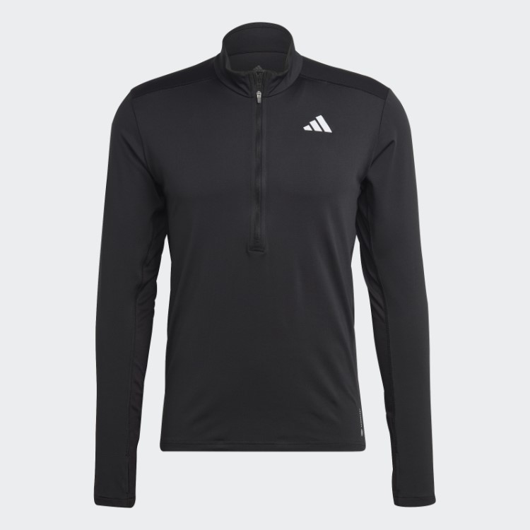 Camiseta Adidas Black Own The Run 1/2 Com Zíper