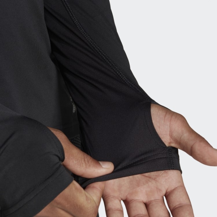 Possui A Camiseta De Manga Longa Com Zíper 1/2 Da Própria Adidas Preta