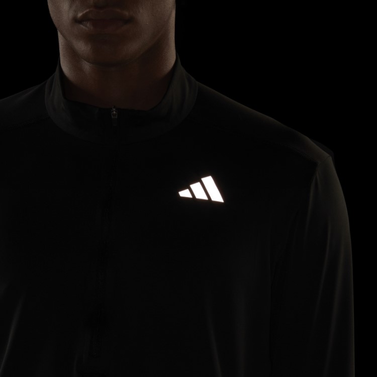 Possui A Camiseta De Manga Longa Com Zíper 1/2 Da Própria Adidas Preta