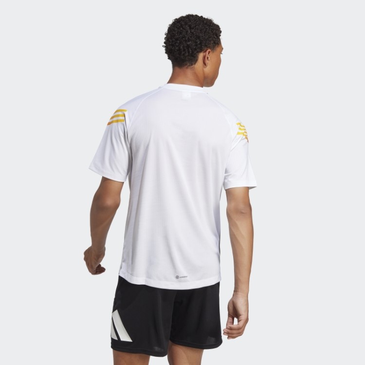 Adidas Train Icons T-shirt De Treino Com As 3 Riscas Branca