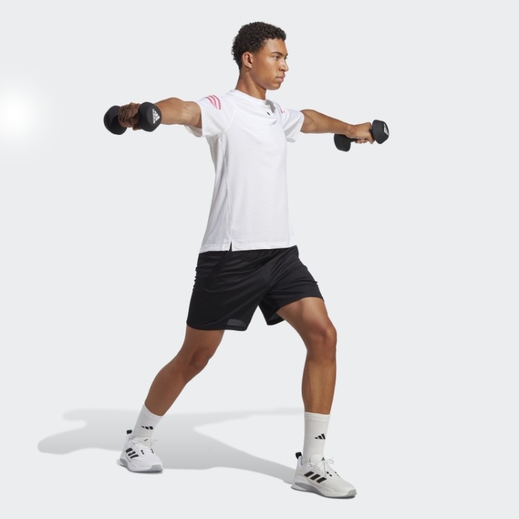 Adidas Train Icons T-shirt De Treino Com As 3 Riscas Branca