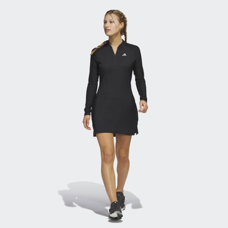 Vestido De Golfe De Manga Longa Preto Adidas
