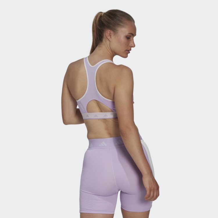 Sutiã Techfit Hyperglam Powerreact De Suporte Médio Brilho Roxo Adidas
