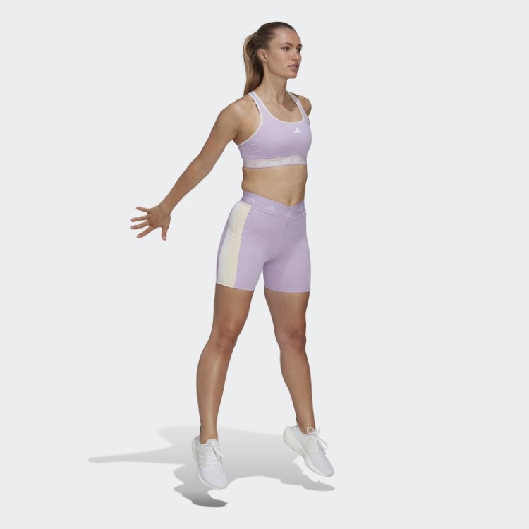 Sutiã Techfit Hyperglam Powerreact De Suporte Médio Brilho Roxo Adidas