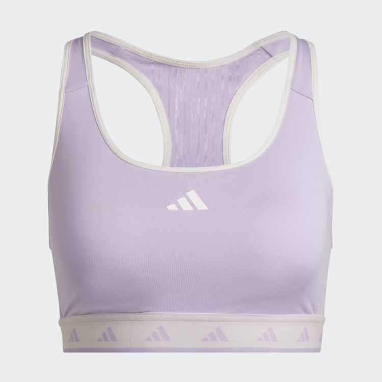 Sutiã Techfit Hyperglam Powerreact De Suporte Médio Brilho Roxo Adidas