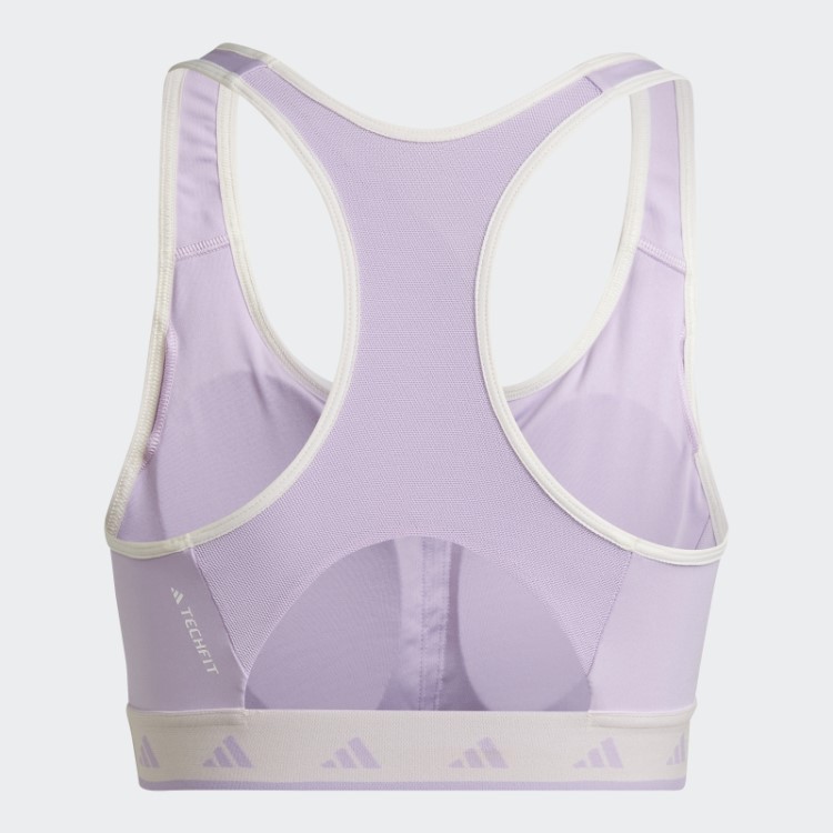 Sutiã Techfit Hyperglam Powerreact De Suporte Médio Brilho Roxo Adidas