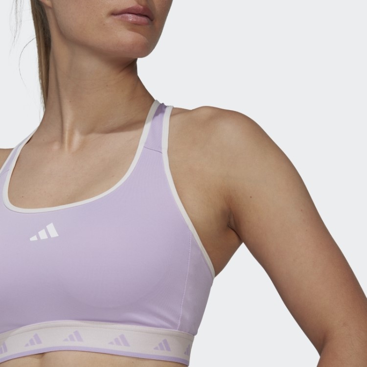 Sutiã Techfit Hyperglam Powerreact De Suporte Médio Brilho Roxo Adidas