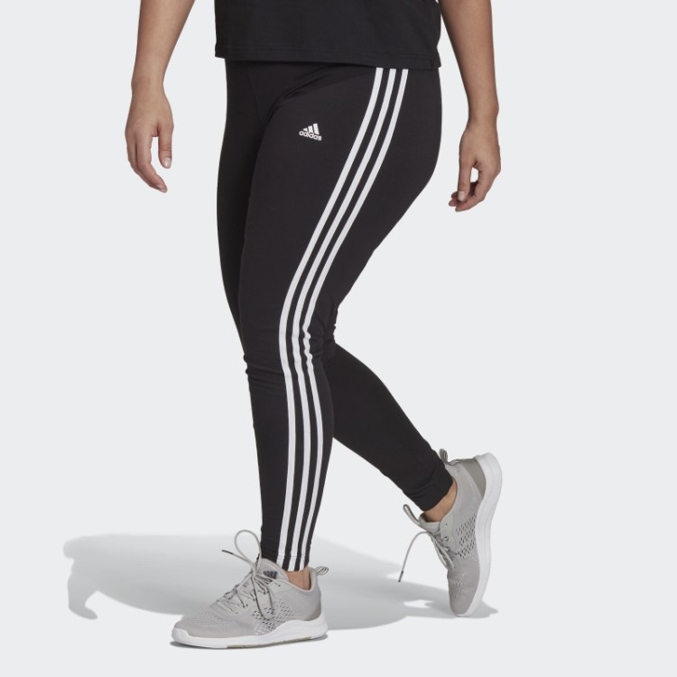 Legging Com As Três Listras Adidas Essentials (tamanho Grande) Branca