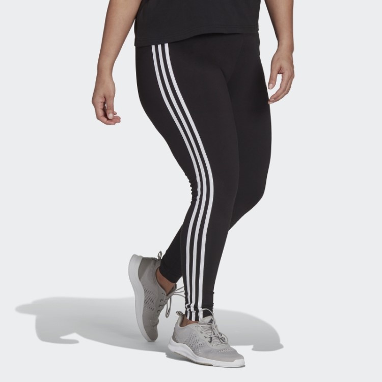 Legging Com As Três Listras Adidas Essentials (tamanho Grande) Branca