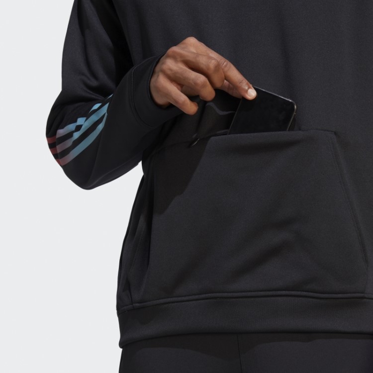 Adidas Train Icons 3 Listras Moletom Com Capuz Preto