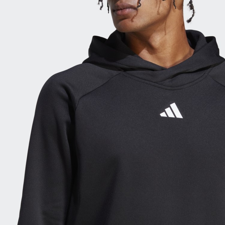 Adidas Train Icons 3 Listras Moletom Com Capuz Preto