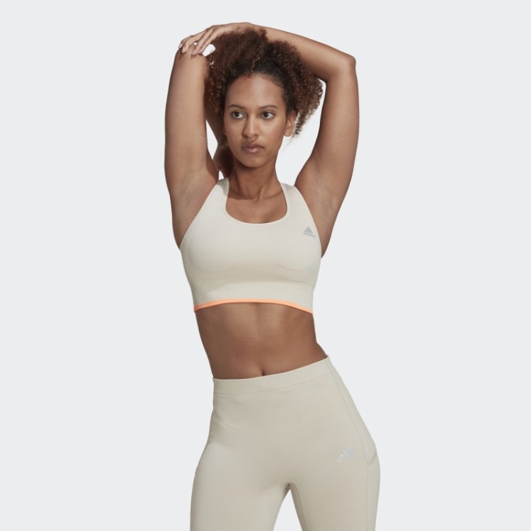 Sutiã De Lã Merino Sem Costura Adidas Running De Alumínio De Suporte Médio