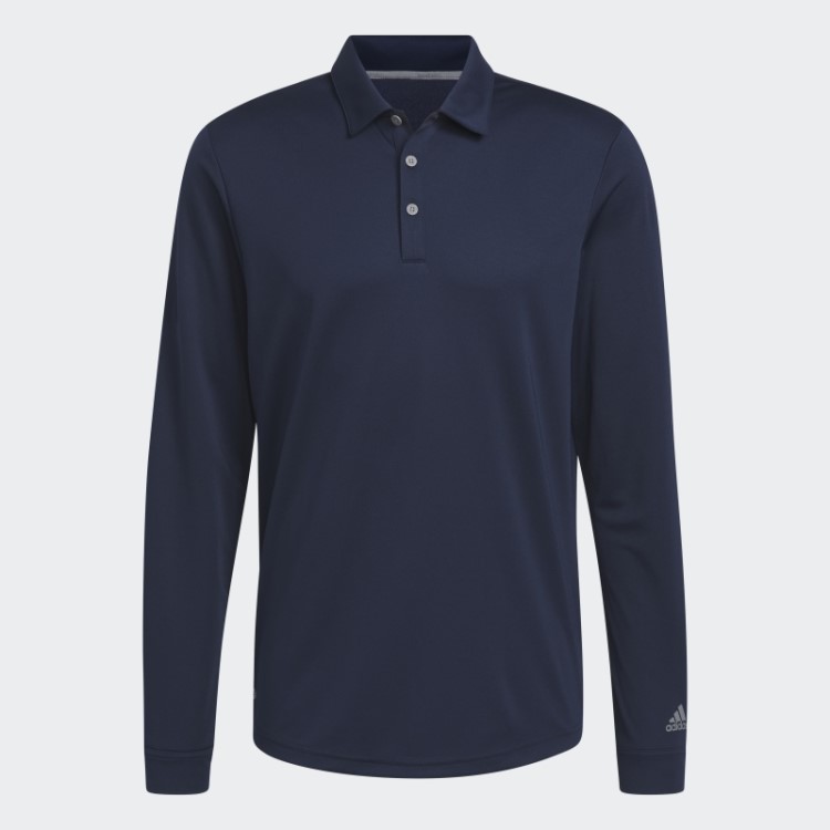 Camisa Polo Manga Longa Adidas Azul Marinho