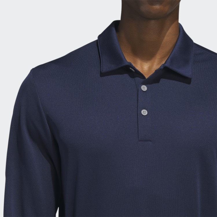 Camisa Polo Manga Longa Adidas Azul Marinho
