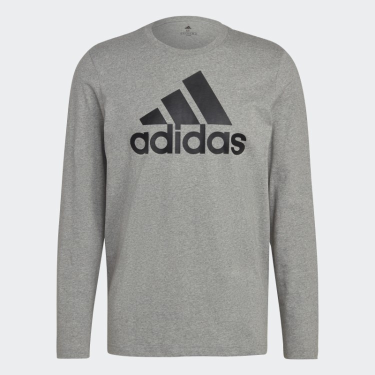 Camiseta Cinza Médio Essencial De Manga Longa Adidas