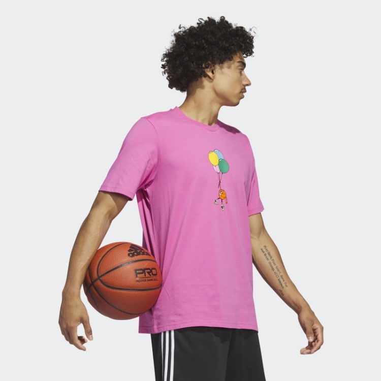 Camiseta Adidas Lil' Stripe Basquete Estampada Fúcsia
