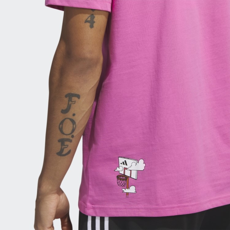 Camiseta Adidas Lil' Stripe Basquete Estampada Fúcsia