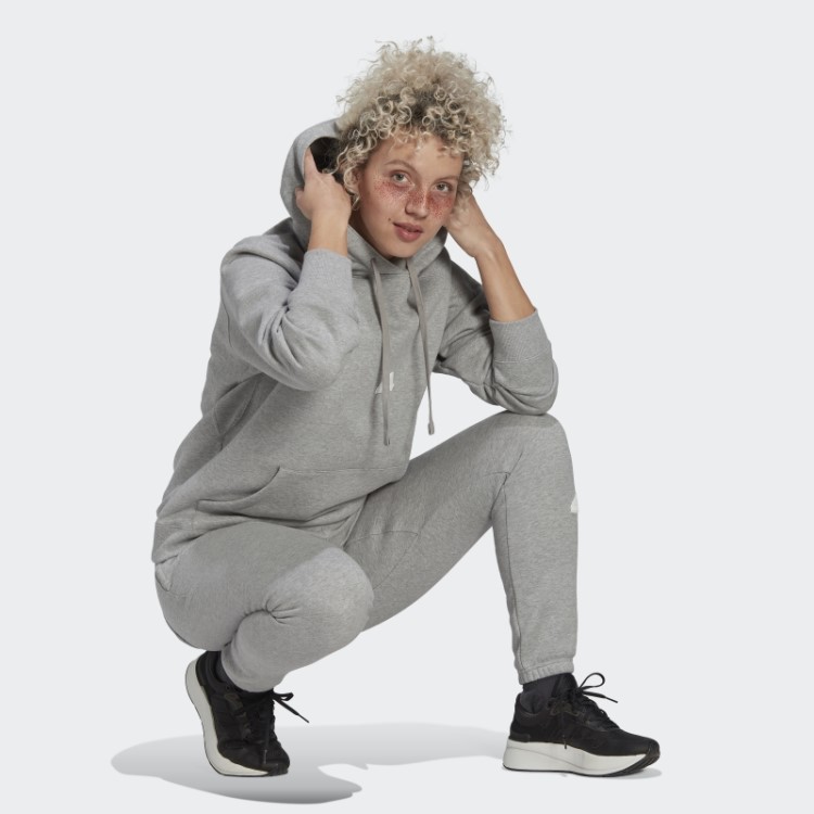 Moletom Oversized Com Capuz Cinza Médio Adidas