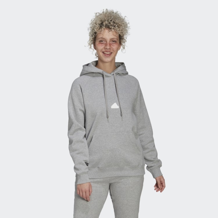Moletom Com Capuz Oversized Cinza Médio Adidas