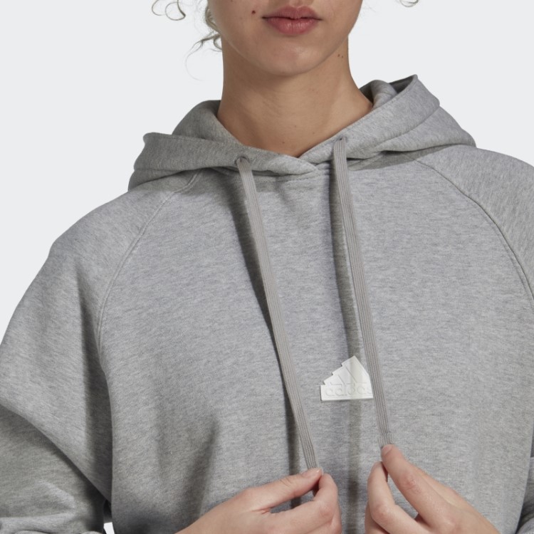 Moletom Com Capuz Oversized Cinza Médio Adidas