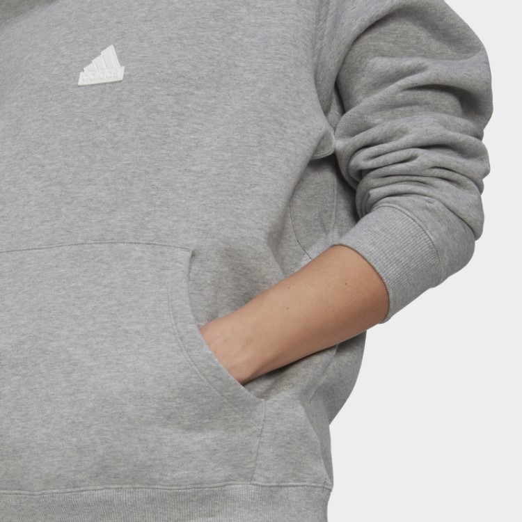 Moletom Com Capuz Oversized Cinza Médio Adidas