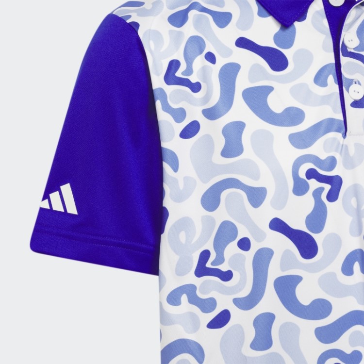 Camisa Polo Azul Adidas Com Estampa Camuflada