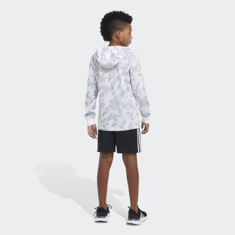 Camiseta Branca Com Capuz Adidas Ls Aop Camo