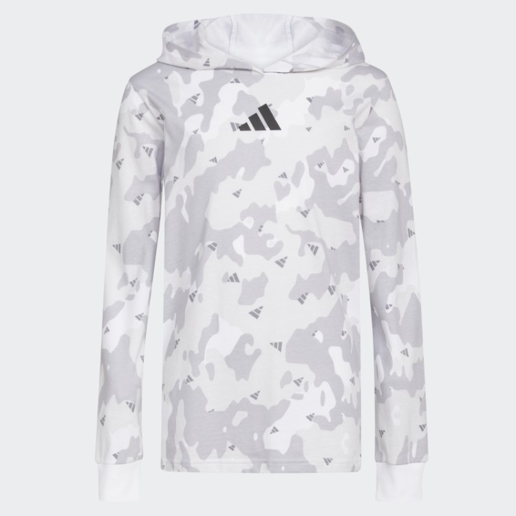 Camiseta Branca Com Capuz Adidas Ls Aop Camo
