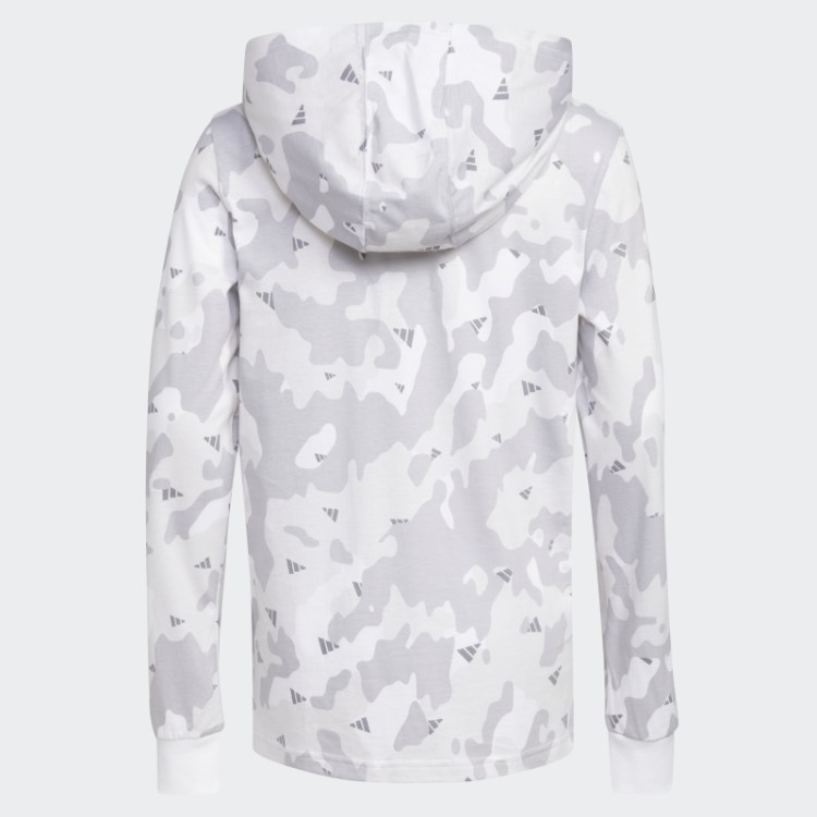 Camiseta Branca Com Capuz Adidas Ls Aop Camo