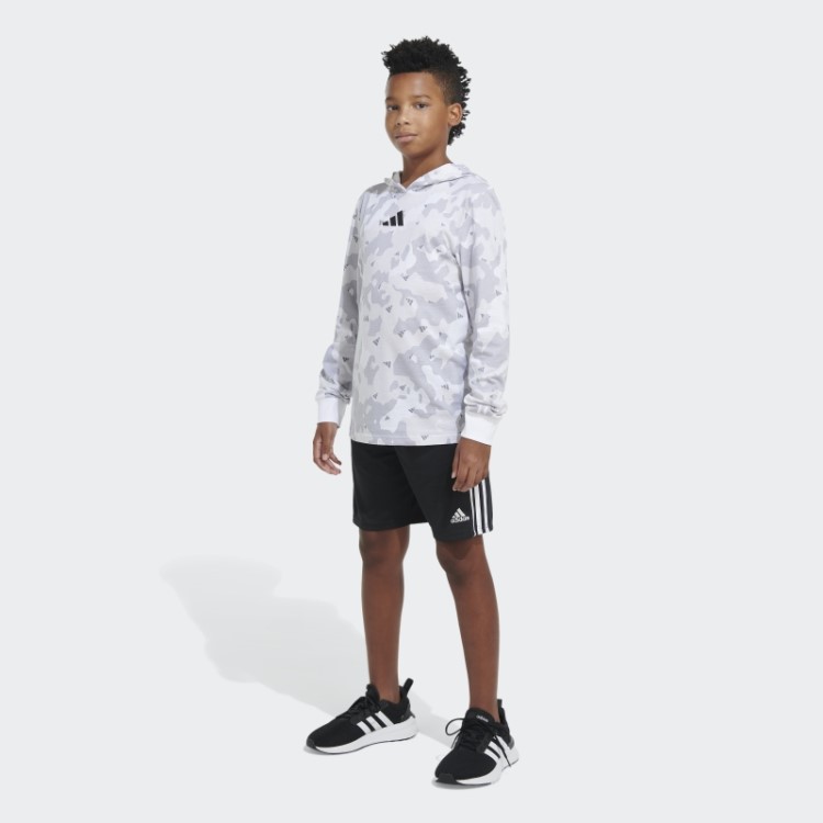 Camiseta Branca Com Capuz Adidas Ls Aop Camo