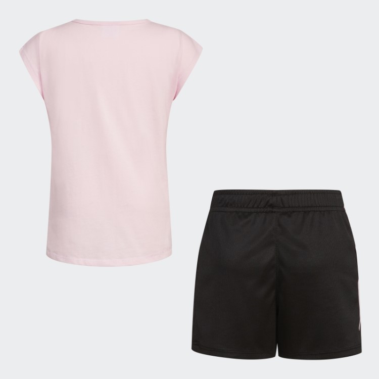 Conjunto Curto De Malha Com Estampa Rosa Adidas