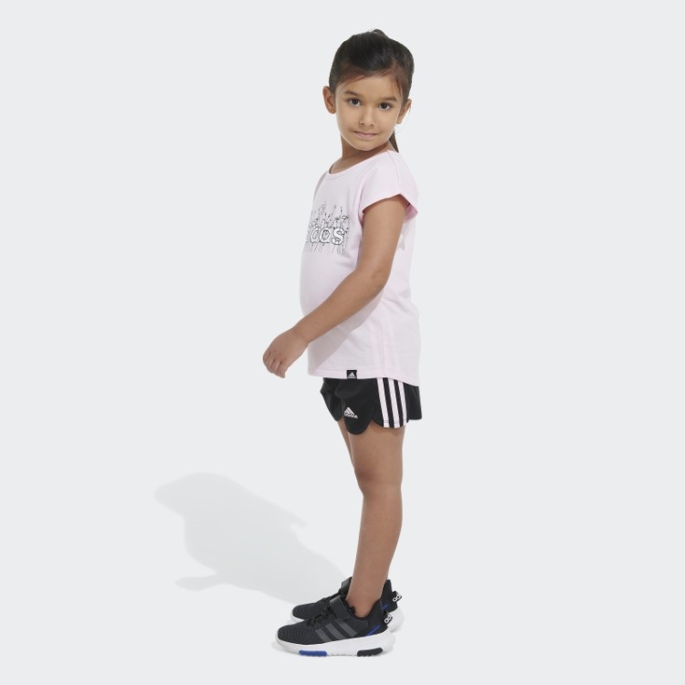 Conjunto Curto De Malha Com Estampa Rosa Adidas