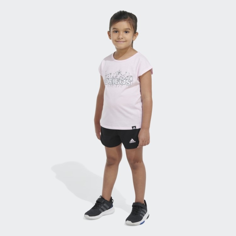 Conjunto Curto De Malha Com Estampa Rosa Adidas