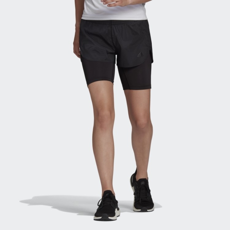 Bermuda Preta Adidas Run Fast Dois Em Um