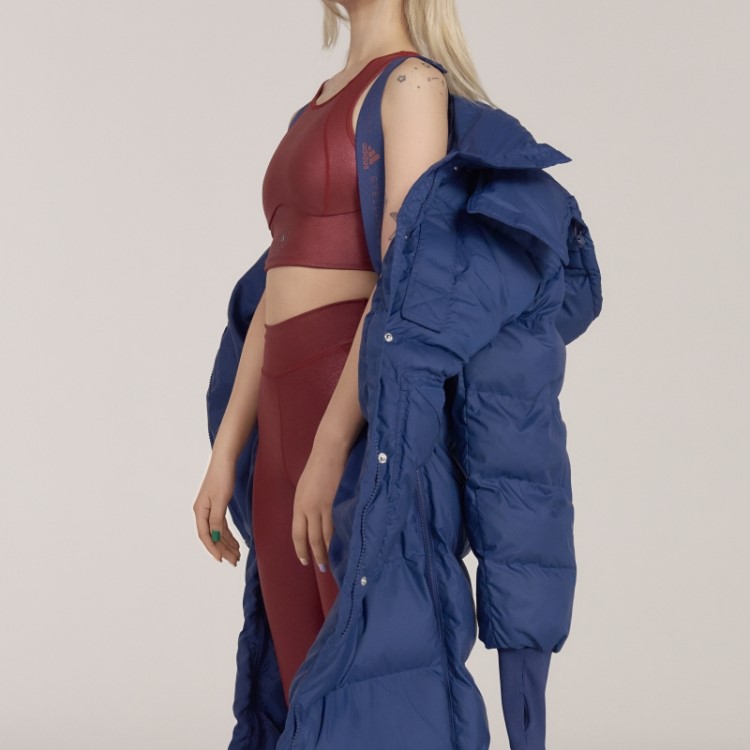 Adidas By Stella Mccartney Jaqueta De Inverno Longa Acolchoada Moda Mistério Azul